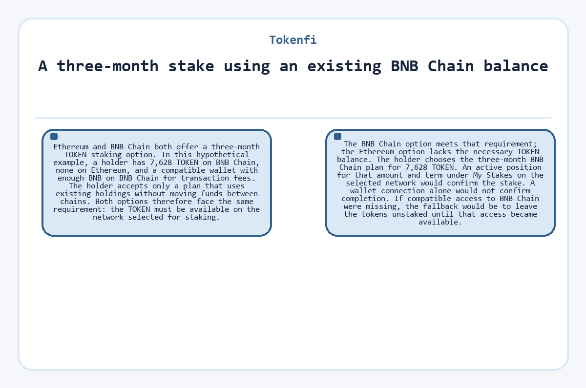 Tokenfi: A three-month stake using an existing BNB Chain balance